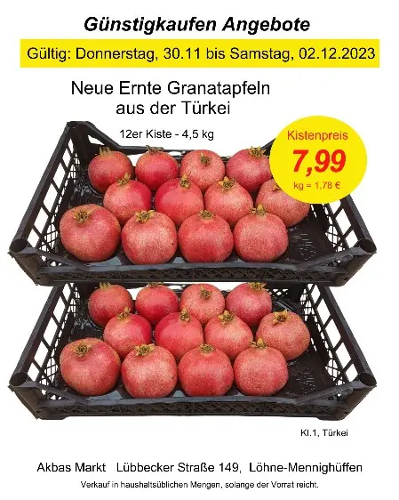 Neue Ernte Granatapfeln <br />aus der Türkei